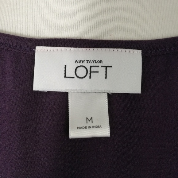 SOLD LOFT Plum Pleated Front Tie Dress Medium - Picture 6 of 7